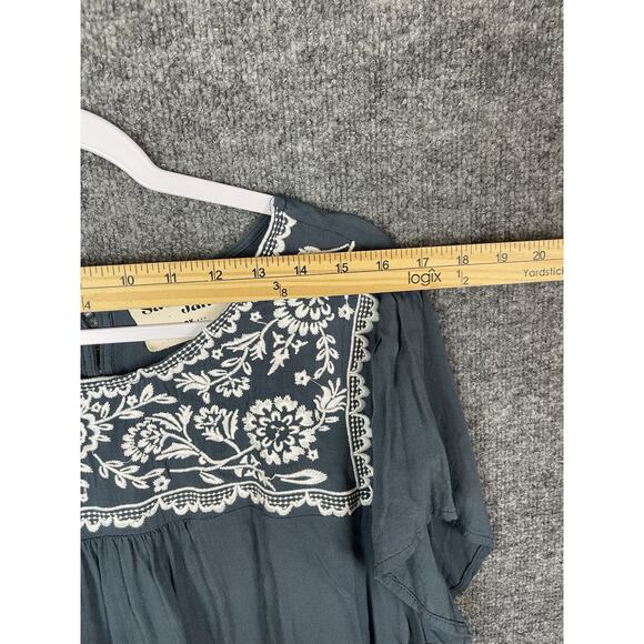 Savanna Jane Top Women's 2X Blue White Embroidered Floral - Picture 11 of 12